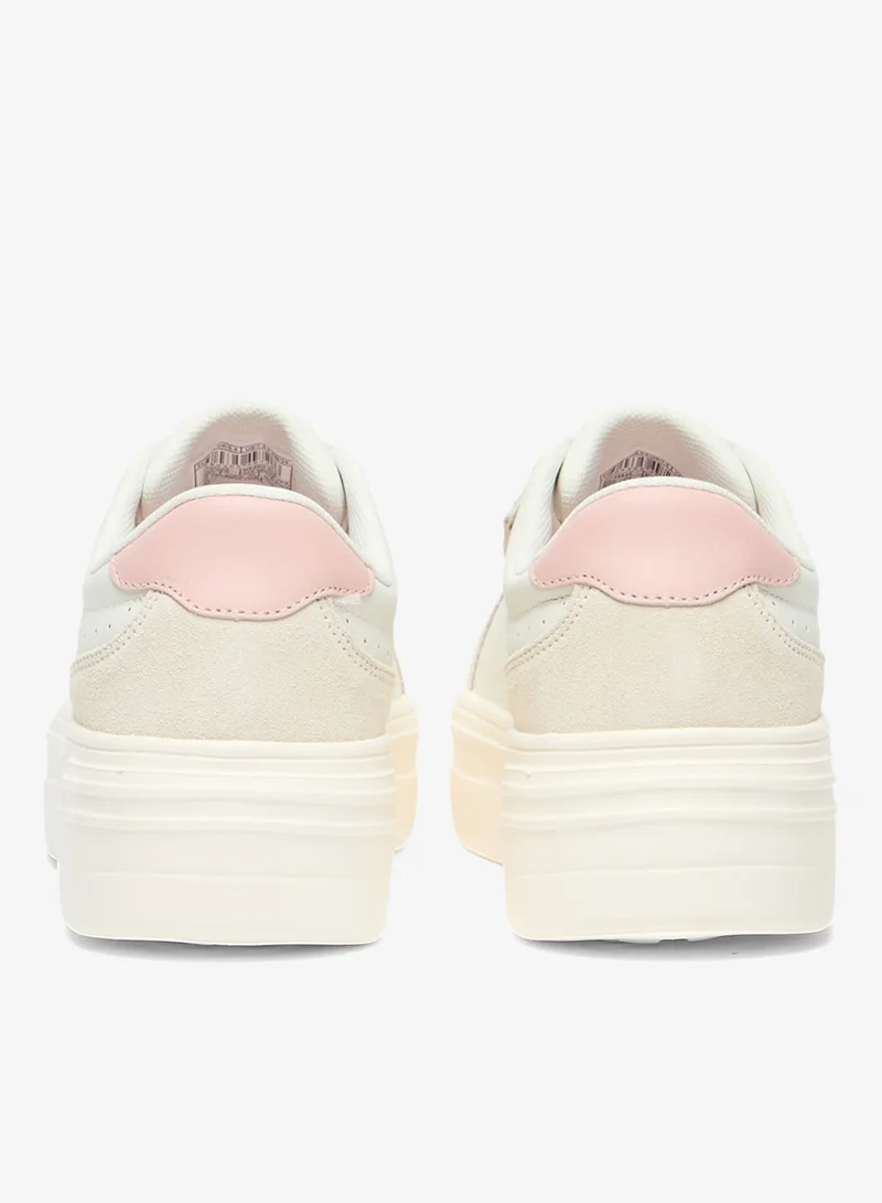 U.S. Polo Assn. Off White/Pink Women's Platform Sneakers with Pink Logo - Stylish Lace-Up Design Shoes with Comfort Cushioned Sole for Everyday Wear for Women | Best Price UAE