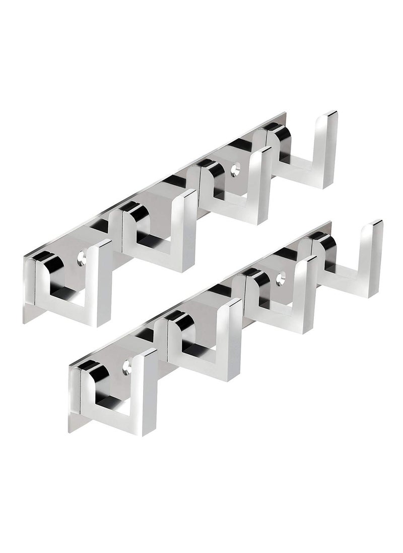 MAP MAP Stainless Steel Premium 4 pin Cloth Hanger Wall Door Hook Rail for Hanging ClothesTowel Hook L typs Pack of 2pc  - Image 1