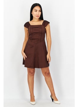 Collective The Label Women Solid Mini Party Dress, Brown  - Image 4