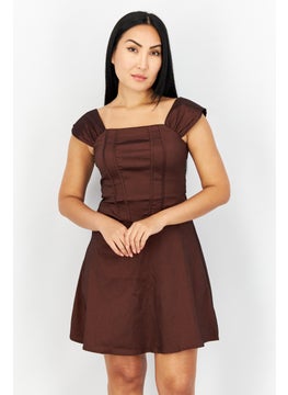 Collective The Label Women Solid Mini Party Dress, Brown  - Image 1