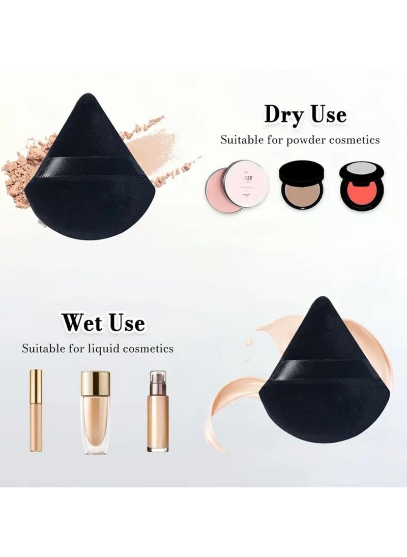 CleanWave - The Pure Effect CleanWave, 2PCS Velvet Triangle Powder Puff – Fluffy & Dense for Flawless, Even Makeup Application – Fragrance-Free, Black Beauty Tool for Loose & Body Powder, Makeup Sponge, Triangle Powder Puffs.  - Image 1