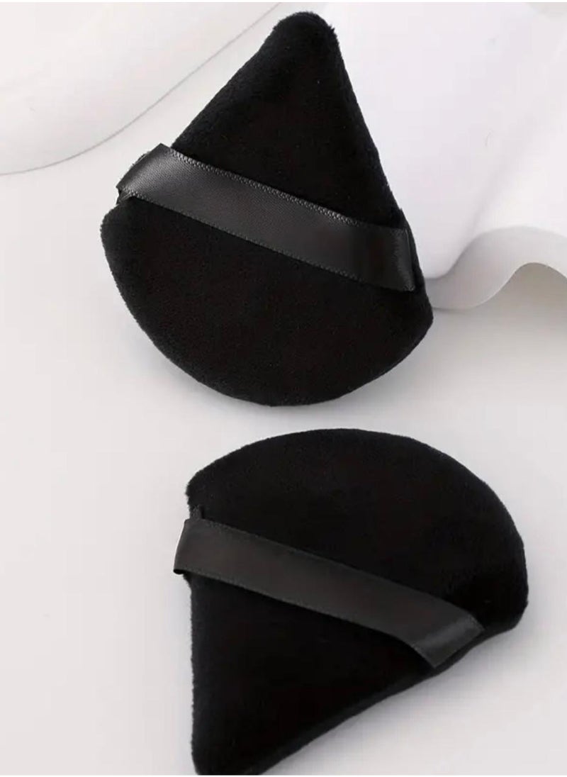 CleanWave - The Pure Effect CleanWave, 2PCS Velvet Triangle Powder Puff – Fluffy & Dense for Flawless, Even Makeup Application – Fragrance-Free, Black Beauty Tool for Loose & Body Powder, Makeup Sponge, Triangle Powder Puffs.  - Image 2