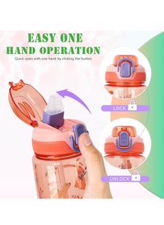 Adando Adando 600ml Kids Water Bottles With Straw Toddler Drinks Bottle for School Leakproof Children's Bottle BPA free Sport Bottle for Girls Boys 1 Pack  - Image 2