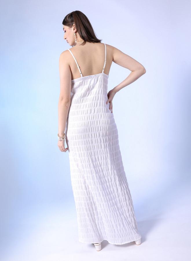 Freehand White Textured Strappy Maxi Dress - Image 3