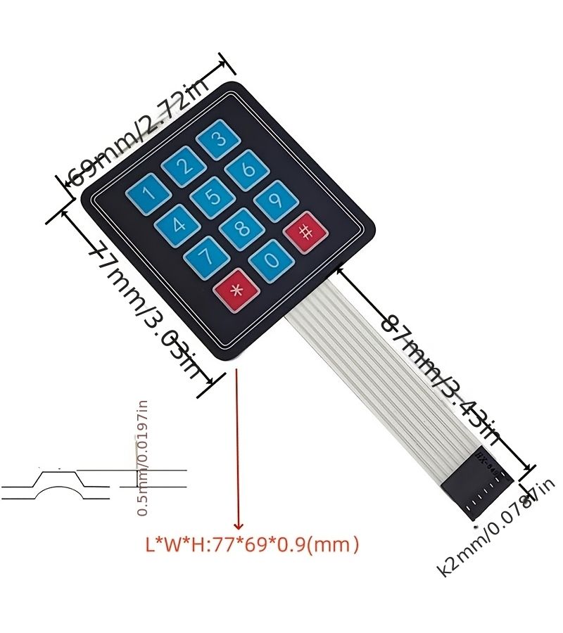 2pcs 3x4 Keyboard Self Adhesive Membrane Matrix Keycap Kit For Prototype Substrate Switch - Image 2