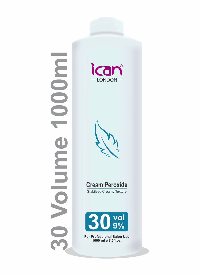 iCan London ICAN LONDON PROFESSIONAL CREAM PEROXIDE 30 VOLUME 9% 1000 ML (1 LITRE)  - Image 1