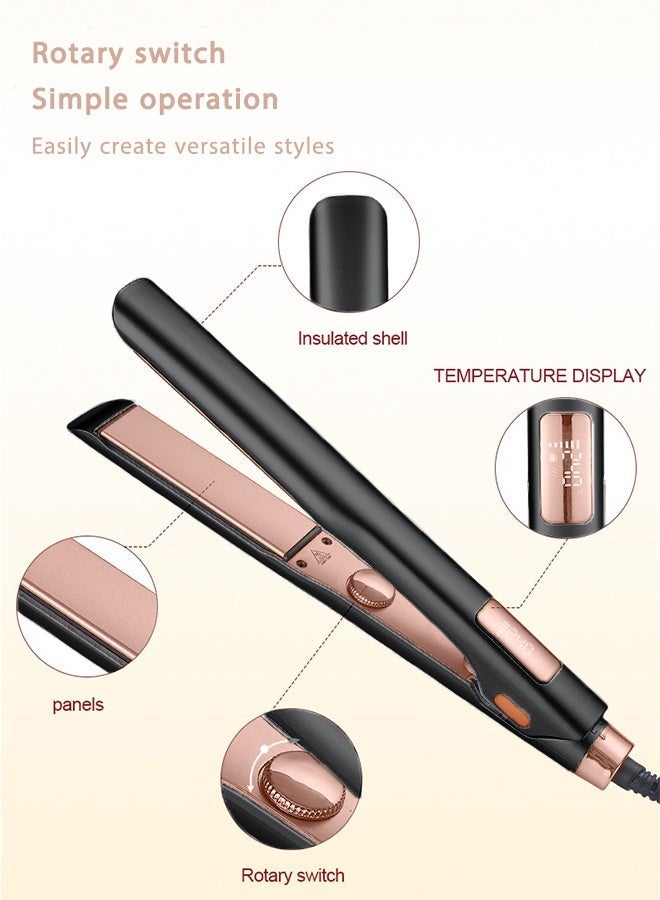JieSuDa Hair Straightener and Curler 2 in 1 Ceramic Flat Iron - 4 Heat Settings and Heats Up to 230°C with a Heat-Resistant Silicone Pad and Gloves - Image 5