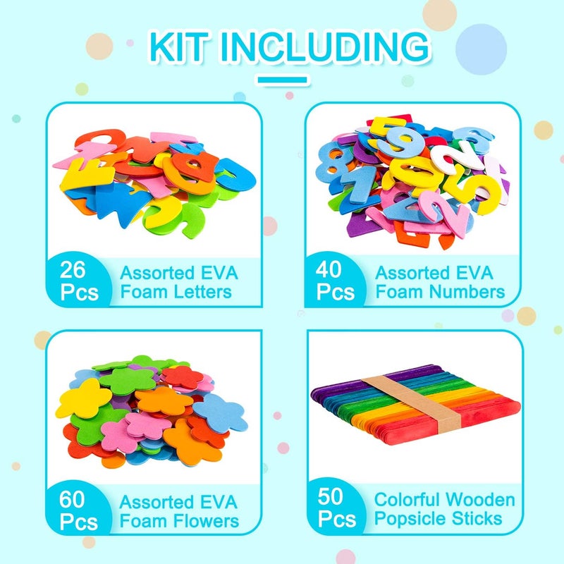 Whaline 1050 PCS Art Craft Kit Supplies 17 Styles Pipe Cleaners Pompoms Wiggle Googly Eyes Foam Flowers Letters Construction Papers Safety Scissors Sticks Heart Stickers Feather Felt Cloth Button - Image 3