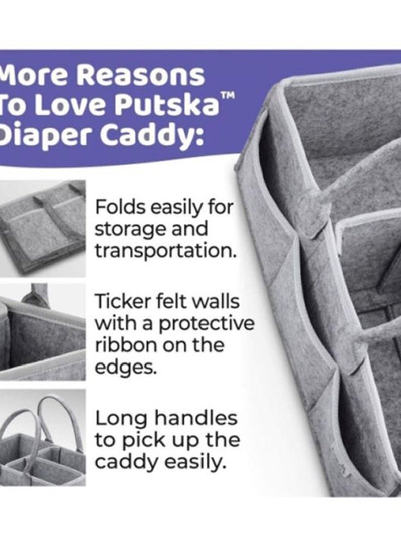 Foldable, Portable Printed Baby Diaper Caddy Storage Organizers - Grey  - Image 4