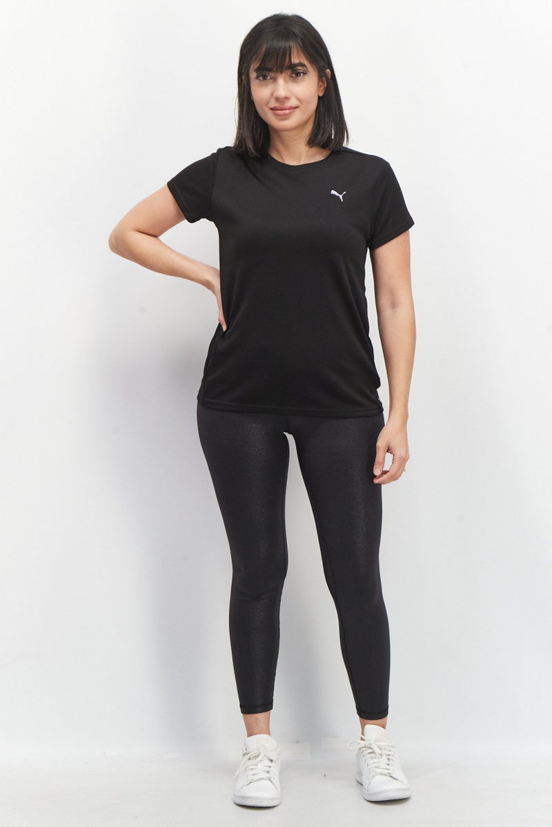 PUMA تي شيرت رياضي نسائي قصير الأكمام، أسود - Image 4