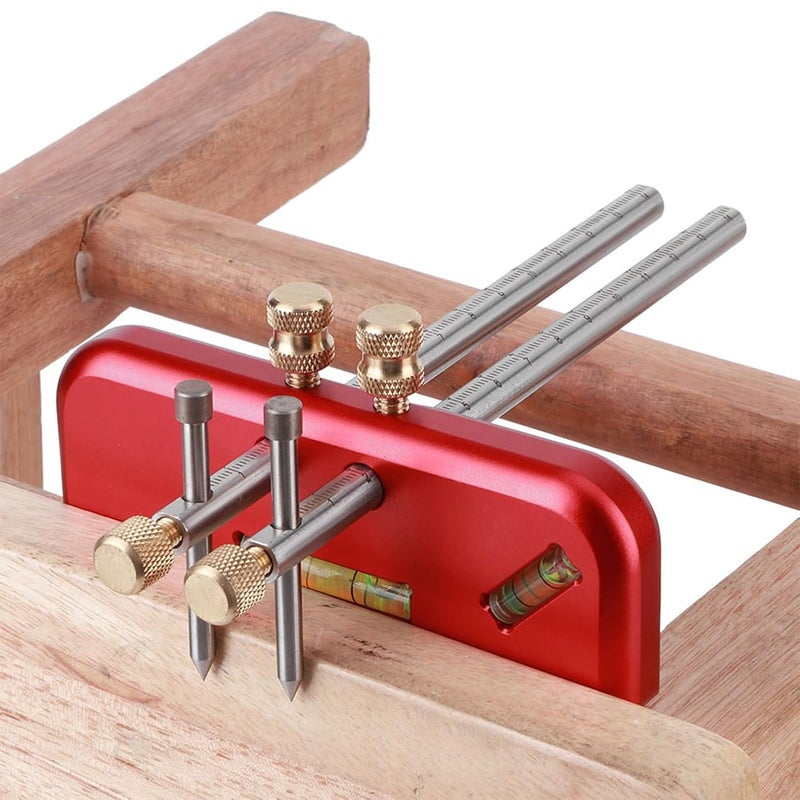 LiebeWH Adjustable Wood Marking Gauge Double Head Scriber Ruler Mortise Scribe Tool Aluminum Alloy with Antislip Teeth Clear Angle Bubble 145mm Scale for Woodworking Carpenter DIY - Image 1