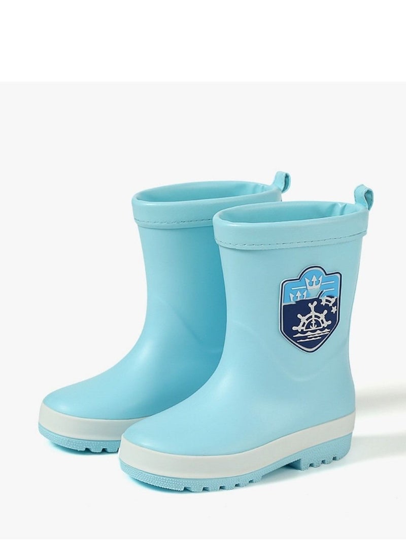 Loquat - Children's Rain Shoes Boys And Girls Baby Non-slip Water Shoes Small Rubber Shoes Rain Boots Blue - Image 1