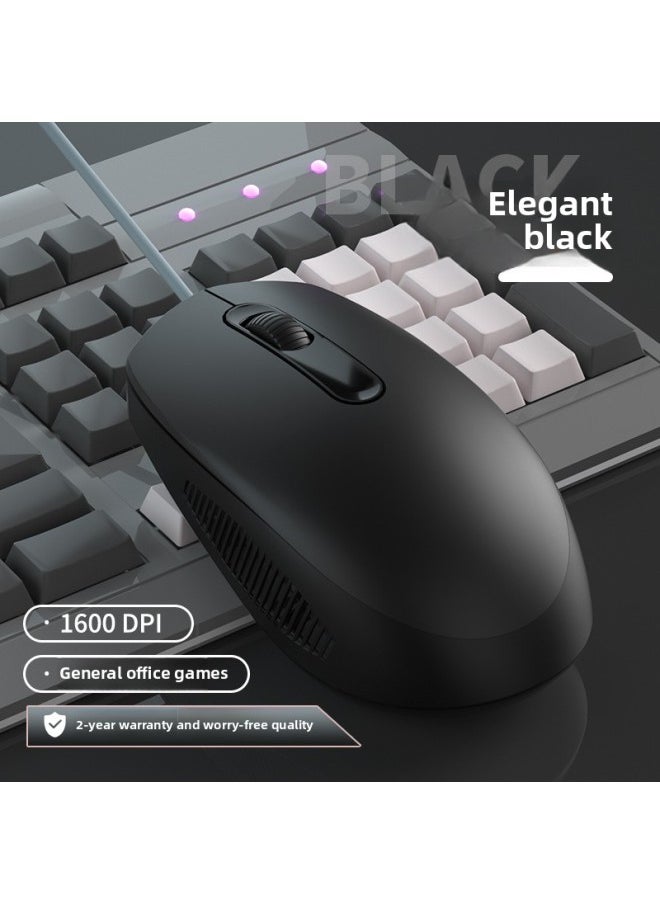 Generic - Mouse Wired Mute Silent Desktop Laptop Business Office Male And Female Student Macro Definition E-sports Game-Color:[classic Black] Elegant Black-audio Button-business Game-grip-recommended-Interface:Official Standard - Image 1