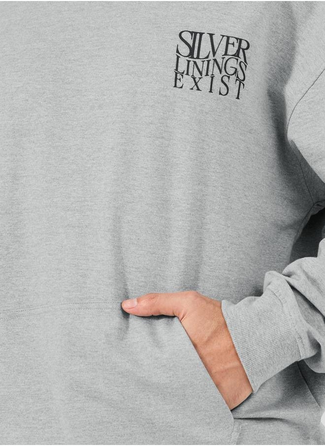 Styli - Oversized Chest Text Print Terry Hoodie - Image 1