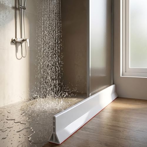 Ynotus 3.5" High Collapsible Shower Threshold Water Dam 59"Shower Water Splash Guard Shower Threshold Barrier Water Stopper To Keep Water In Shower Dry And Wet Bathroom - Image 2