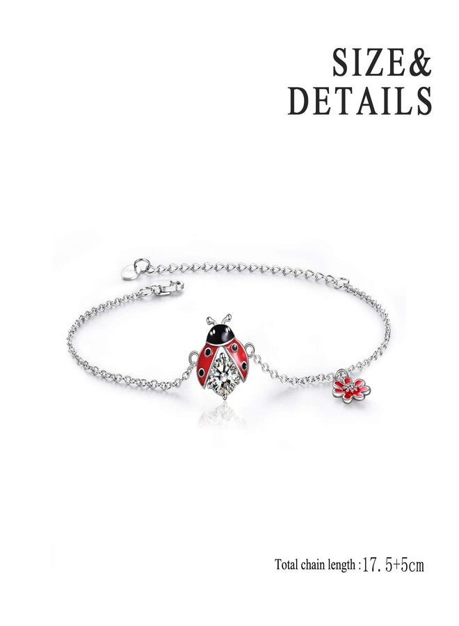 POPLYKE Ladybug Bracelet for Women 925 Sterling Silver Bracelet Jewelry Gifts for Mother Daughter Sister Grandma - Image 3