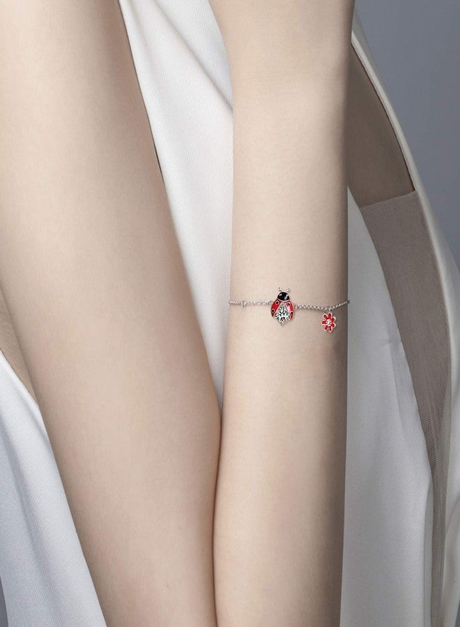 POPLYKE Ladybug Bracelet for Women 925 Sterling Silver Bracelet Jewelry Gifts for Mother Daughter Sister Grandma - Image 2