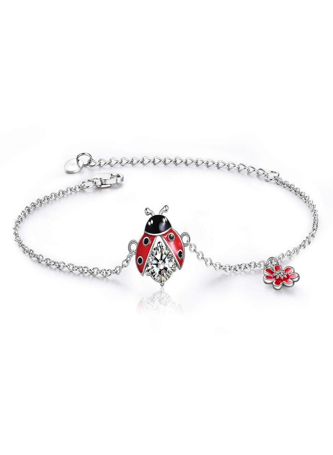 POPLYKE Ladybug Bracelet for Women 925 Sterling Silver Bracelet Jewelry Gifts for Mother Daughter Sister Grandma - Image 1