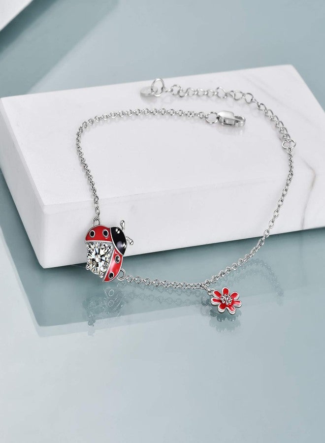 POPLYKE Ladybug Bracelet for Women 925 Sterling Silver Bracelet Jewelry Gifts for Mother Daughter Sister Grandma - Image 4