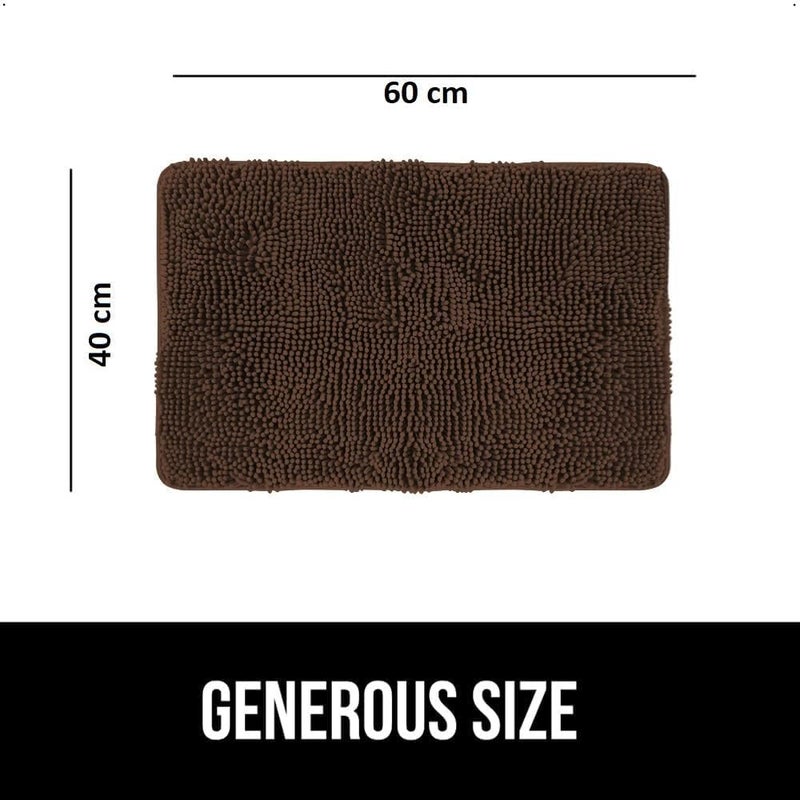 RIVUGJA Chenille Microfiber Bathroom Mats for Home 40x60 Brown - Image 2