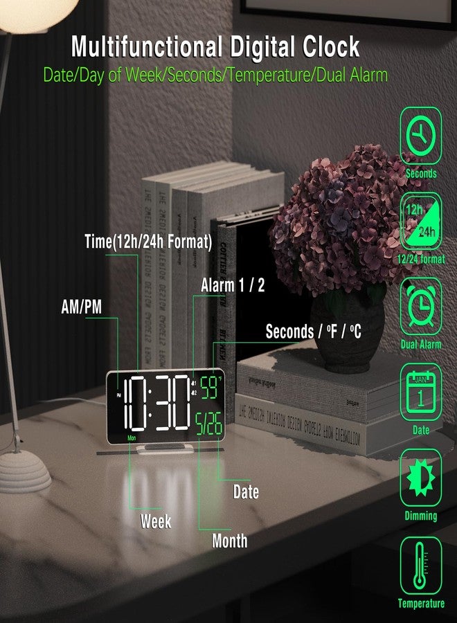 KOSUMOSU ساعة كوسوموسو الرقمية لغرفة النوم، ساعة مكتبية LED مقاس 6.7 بوصة مع عرض اليوم من الأسبوع، خاصية التعتيم التلقائي، عرض درجة الحرارة الداخلية، ساعات لغرفة المعيشة، ساعات منبه لغرف النوم - Image 5