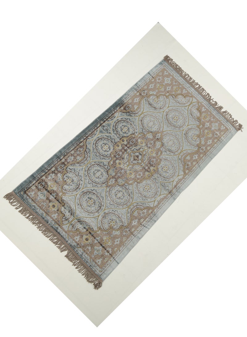 Vitacelli سجادة صلاة إسلامية بجزء علوي مخملي مضاد للانزلاق 614 جرام لكل متر مربع بتصميم جديد سجادة صلاة مبطنة سميكة للرجال والنساء هدية عيد رمضان (140 سم × 70 سم) - Image 3