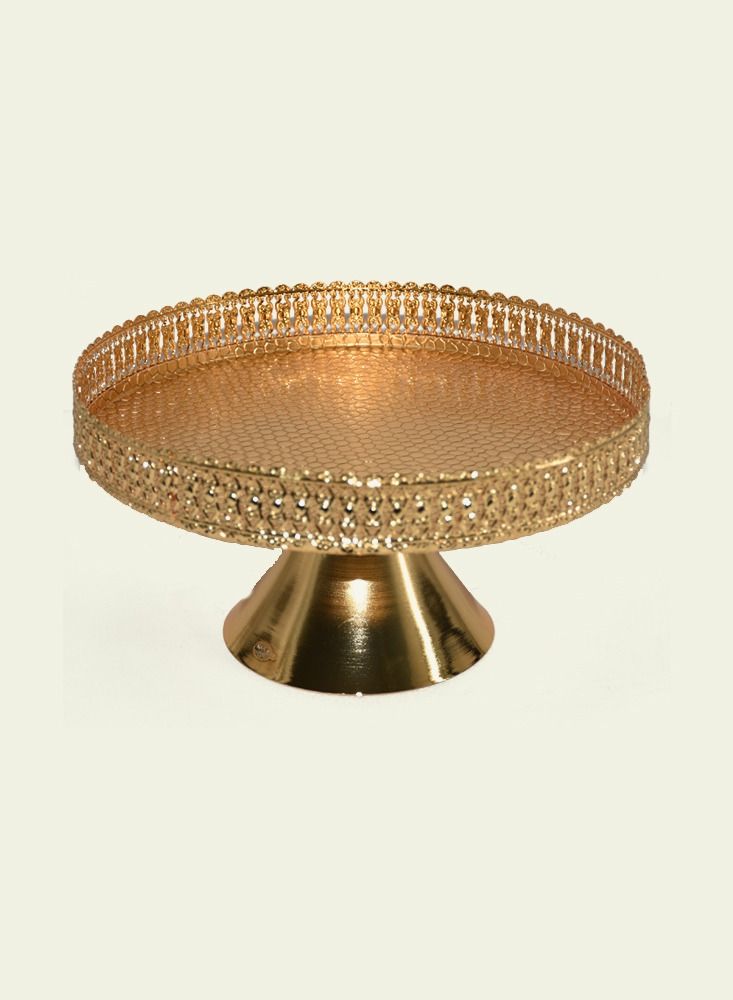 Serving Dish With Conical Base for Desserts and  Nuts and Dates With Elegant Golden Design 26X15 CM - Image 1