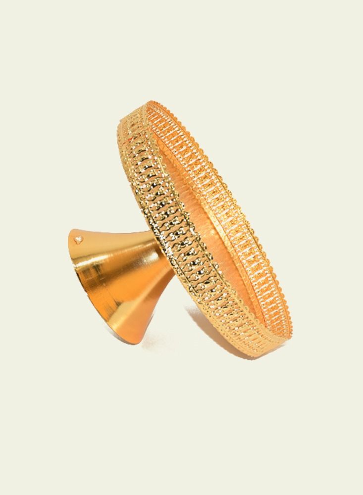 Serving Dish With Conical Base for Desserts and  Nuts and Dates With Elegant Golden Design 26X15 CM - Image 3