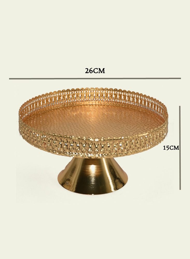 Serving Dish With Conical Base for Desserts and  Nuts and Dates With Elegant Golden Design 26X15 CM - Image 2