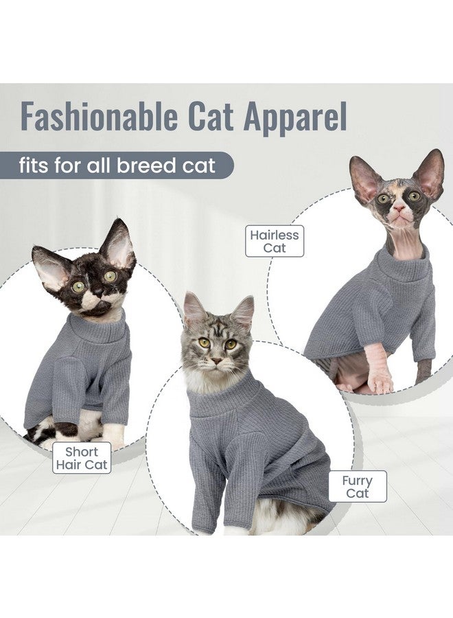 DENTRUN Sphynx Hairless Cats Shirt Pullover Kitten T-Shirts, Breathable Cat Wear Turtleneck Sweater Adorable Cat's Clothes Vest Pajamas Jumpsuit - Image 2