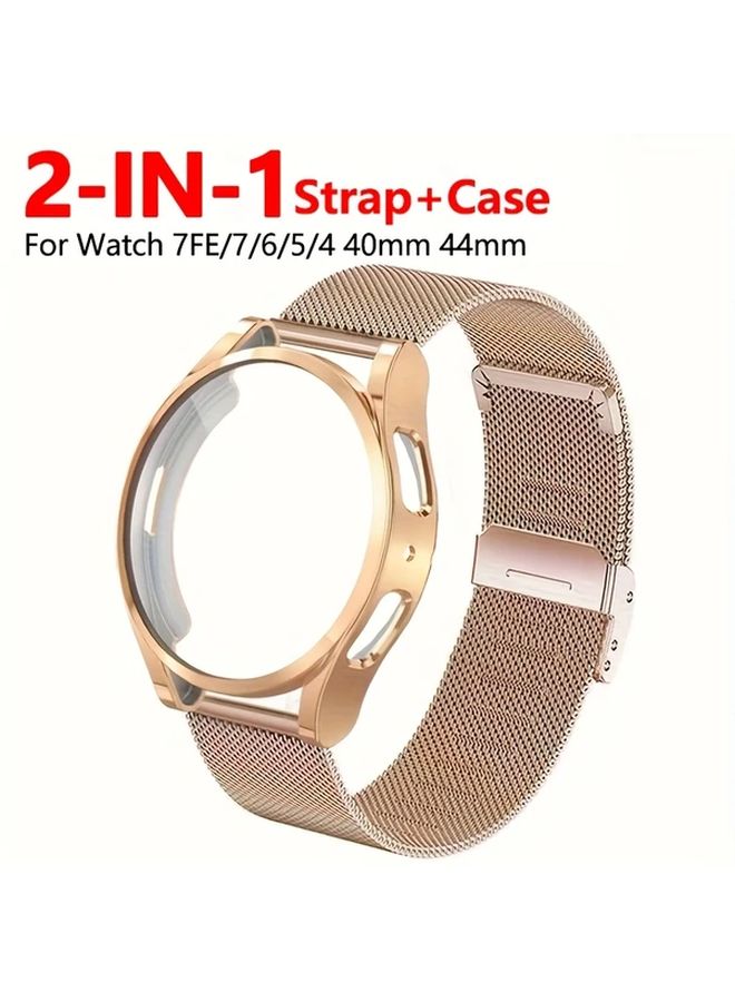 Black Milanese Strap With TPU Case For Samsung Galaxy Watch 7 44mm - Image 2