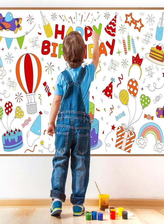 Childom 1 Pack Birthday Coloring Tablecloth Disposable Birthday Tablecloths 30x72 Inch Coloring Table Cloth Paper Tablecloth Rectangle Table Cover - Image 4