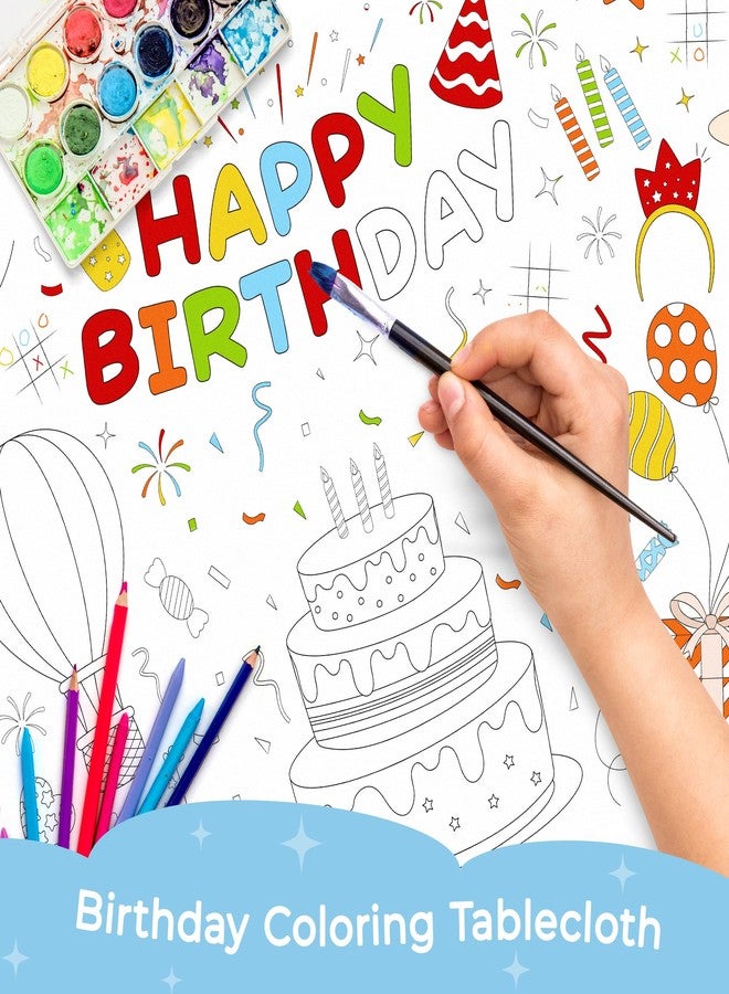 Childom 1 Pack Birthday Coloring Tablecloth Disposable Birthday Tablecloths 30x72 Inch Coloring Table Cloth Paper Tablecloth Rectangle Table Cover - Image 3