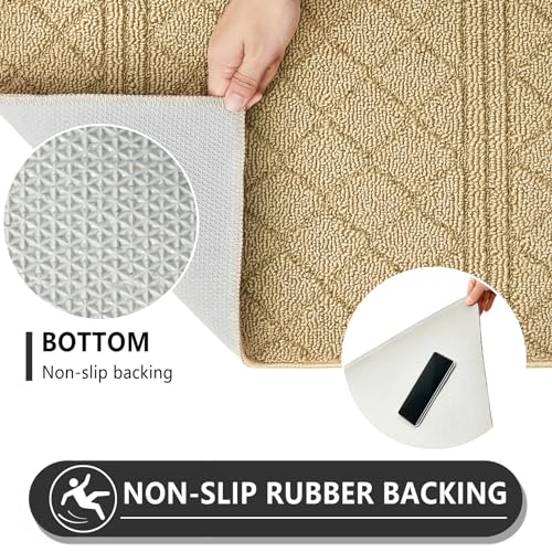 REFETONE Indoor Doormat, Front Back Door Mat 24"x36" Absorbent Rubber Backing Non Slip Door Mats, Low-Profile Resist Dirt Entrance Rugs, Machine Washable Door Rug Inside Floor Mat for Entryway, Beige - Image 4