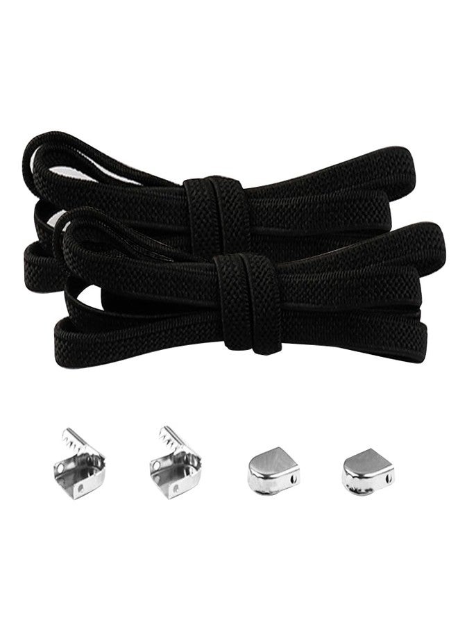 MOCATH 2 Pairs Elastic Shoelaces for Sneakers No Tie Shoe Laces for Kids and Adults Running Shoes Tieless Stretch Strings, Black, 39"(100cm） - Image 2