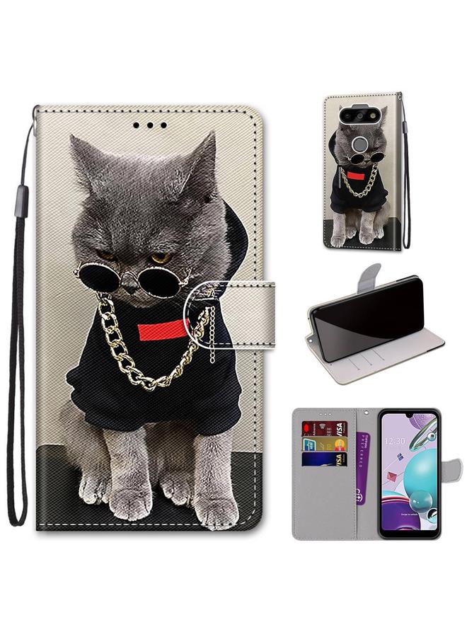 اس-توب جراب لهاتف LG Aristo 5 / K31، جراب جلدي من البولي يوريثان قابل للطي أفقيًا بتصميم متقاطع ملون مع حامل وفتحات للبطاقات ومحفظة وحبل تعليق - Image 1