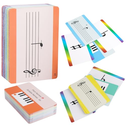 JYCSTE Music Flash Cards 54 Piano Note Theory Flash Cards Staff Notation PitchSyllable Names Keyboard Position FlatSharp Music Education Cards Study Learning Tool for Beginners and Professionals - Image 1