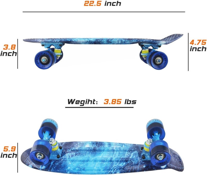 Meketec Skateboards Complete 22 Inch Mini Cruiser Retro Skateboard for Kids Boys Youths Beginners - Image 3
