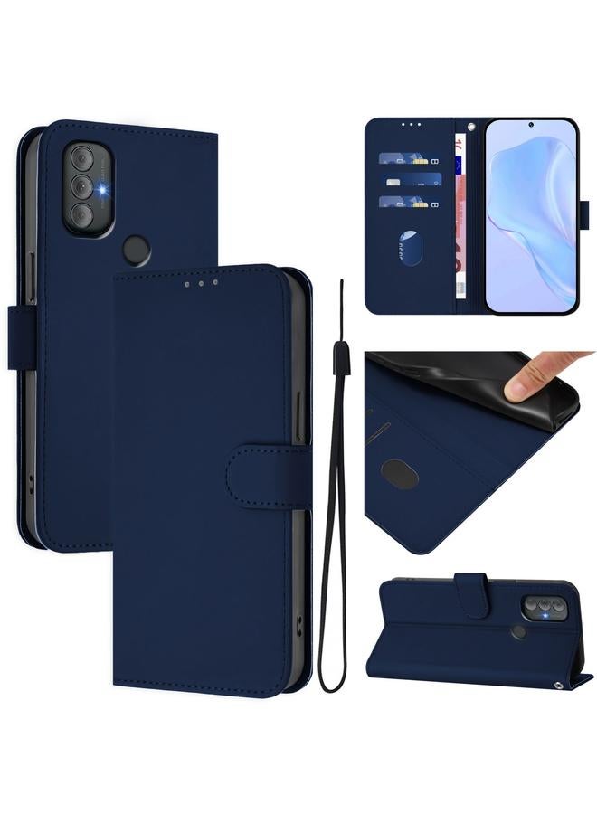 اس-توب جراب لهاتف Motorola Moto G Power 2022 مصنوع من الجلد بلون سادة مع حبل تعليق - Image 1