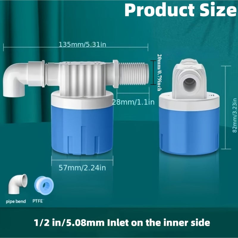 1/2 Side Inlet Float Ball Valve for Water Tank Automatic Level Control Blue - Image 3