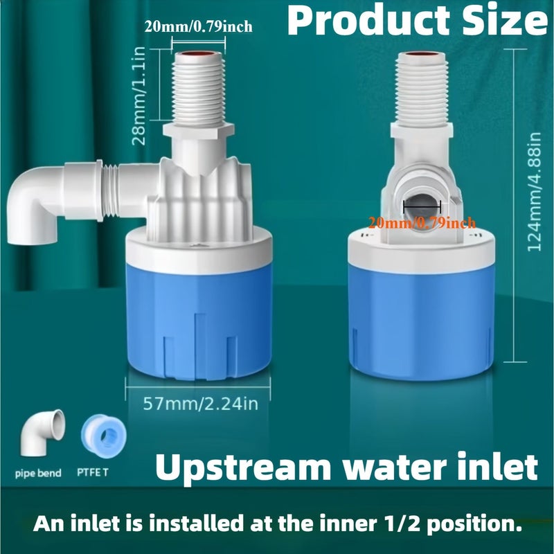 1/2 Side Inlet Float Ball Valve for Water Tank Automatic Level Control Blue - Image 2