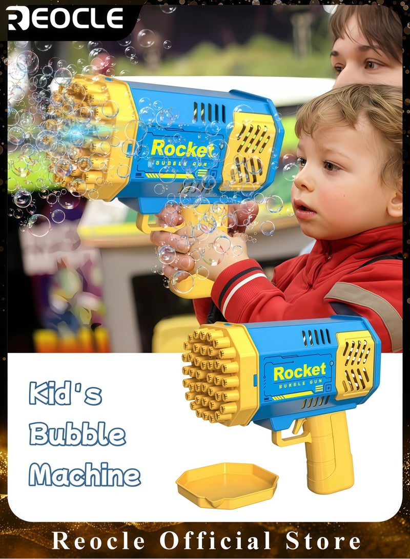 REOCLE Kid's Bubble Machine 40 Holes Rocket Bubble Maker with Light Bubble Blaster Bubble Blower Toys Outdoor Summer Party Activity Gifts for Boys & Girls - Image 1