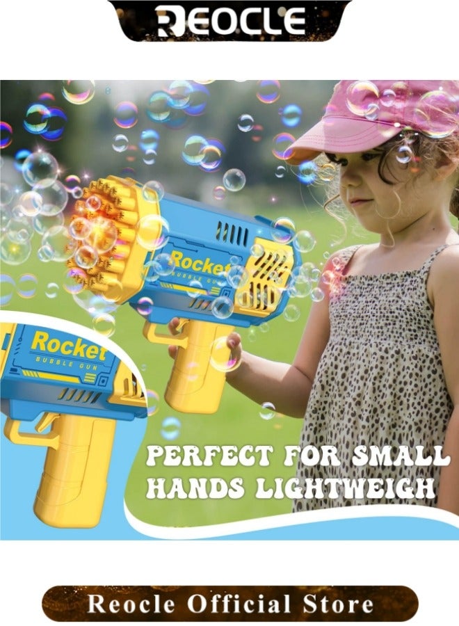 REOCLE Kid's Bubble Machine 40 Holes Rocket Bubble Maker with Light Bubble Blaster Bubble Blower Toys Outdoor Summer Party Activity Gifts for Boys & Girls - Image 4