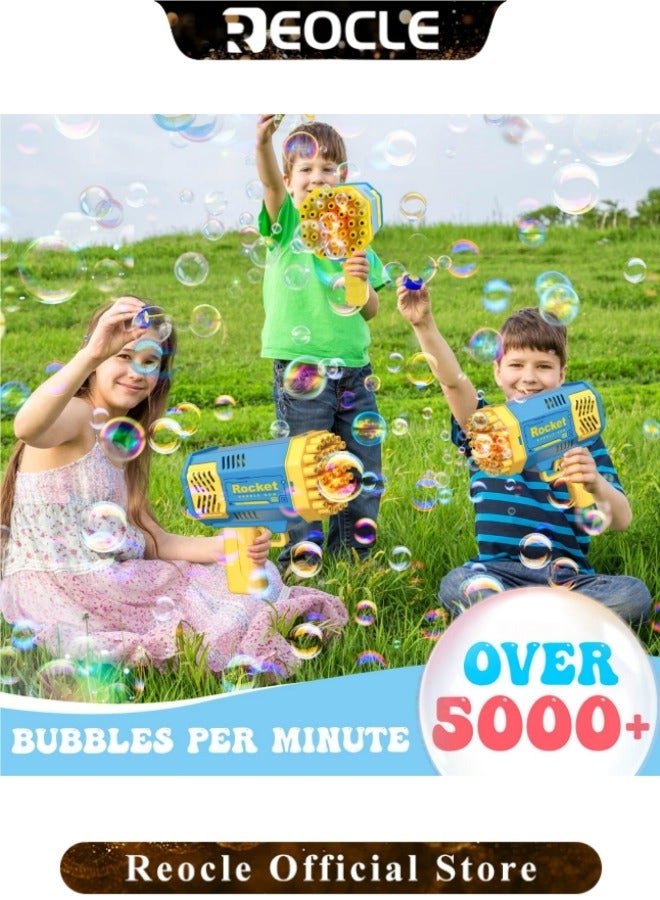 REOCLE Kid's Bubble Machine 40 Holes Rocket Bubble Maker with Light Bubble Blaster Bubble Blower Toys Outdoor Summer Party Activity Gifts for Boys & Girls - Image 3