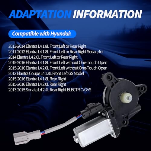HiSport 824503X000 Power Window Lift Motor Compatible with Hyundai Elantra 2011-2016,Elantra Coupe 2013,Sonata 2013-2015,Replace 824503X100 834603S001 834603X100 - Image 3