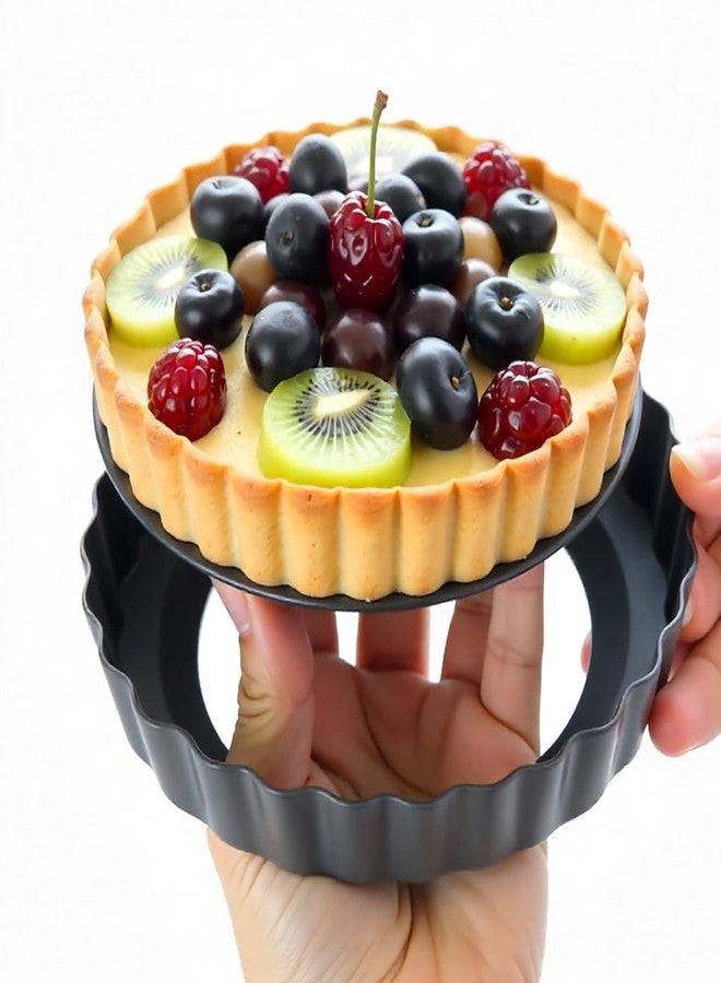 CAKE DECOR - Non-Stick Pie Tart Mould - 5.5 inch Round, Black - Durable, Easy Release, Dishwasher Safe - for Mini Tarts, Pies, Quiches, Cheesecakes - Microwave Safe - Image 4