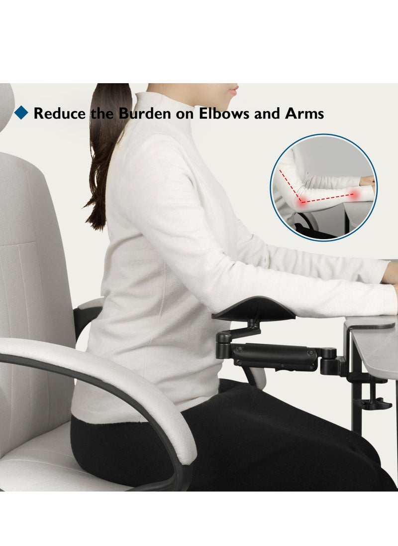 SYOSI - Computer Arm Rest for Desk, Ergonomic Arm Rest Support Extender for Desk Armrest Pad Rotating Elbow Rest Holder, Aluminum Extendable & Adjustable Arm Rest Holder (Black) - Image 1