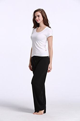CYZ Women's Basic Stretch Cotton Knit Pajama Sleep Lounge Pants-Black-M - Image 5