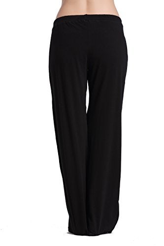 CYZ Women's Basic Stretch Cotton Knit Pajama Sleep Lounge Pants-Black-M - Image 4