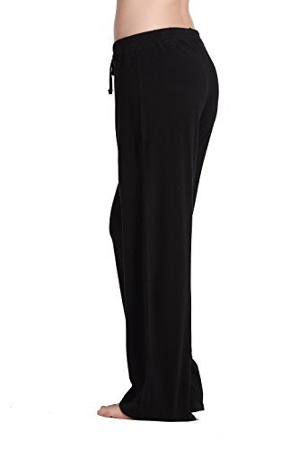 CYZ Women's Basic Stretch Cotton Knit Pajama Sleep Lounge Pants-Black-M - Image 3
